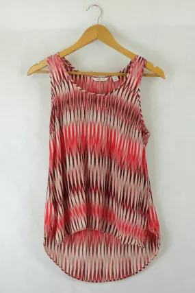 Country Road Patterned Red Top XS