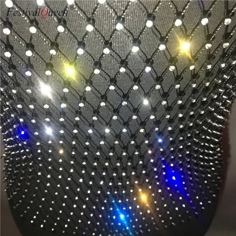 Crystal Rhinestone Embellished Mesh Tank Top - 8 Colors