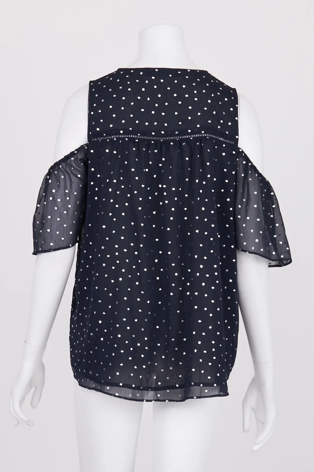Decjuba Navy And Silver Patterned Cold Shoulder Top 10