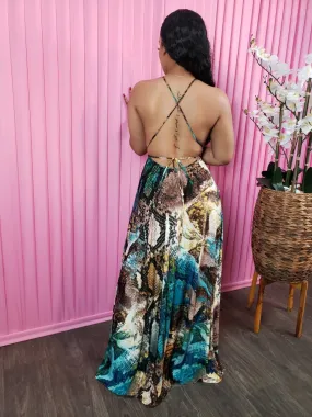 Dena Muti print maxi dress (Teal)