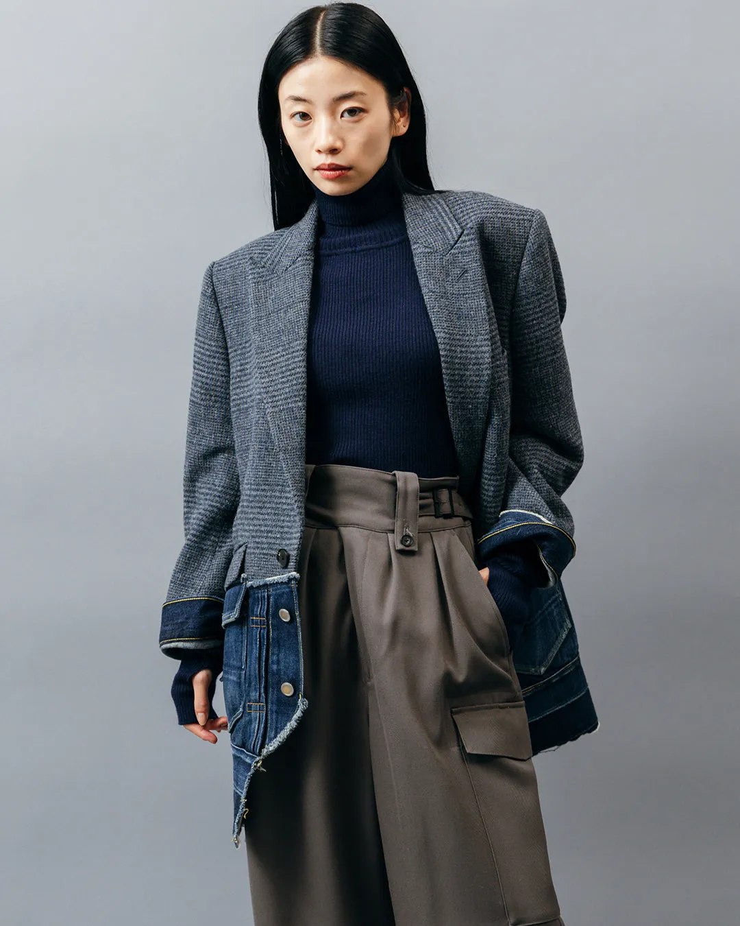 DENIM DOCKING TAILORED JACKET .10【GLEN CHECK/INDIGO】