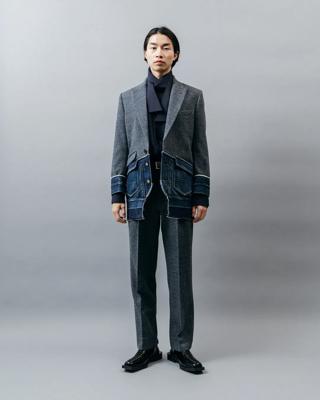 DENIM DOCKING TAILORED VEST .10【GLEN CHECK/INDIGO】