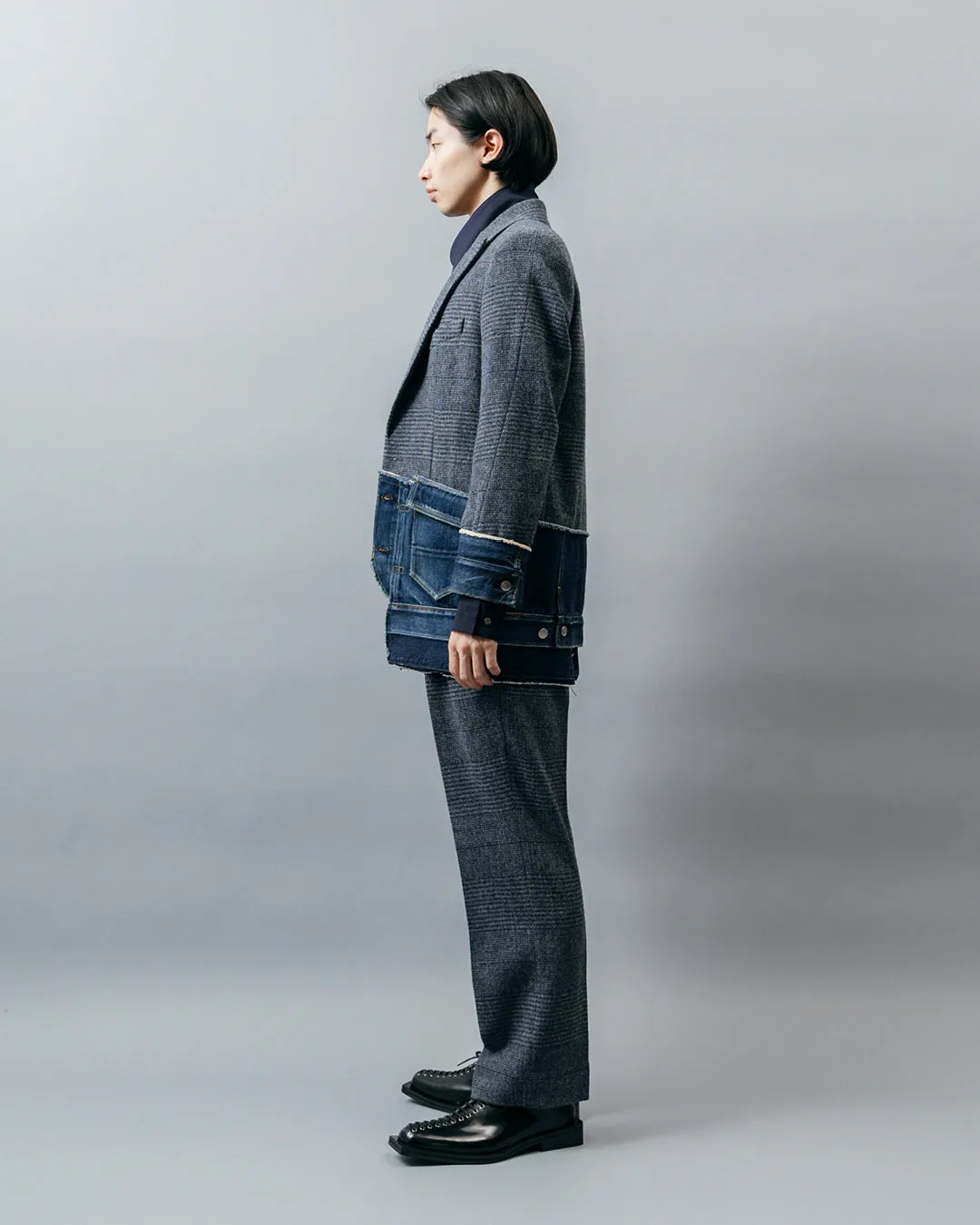 DENIM DOCKING TAILORED VEST .10【GLEN CHECK/INDIGO】