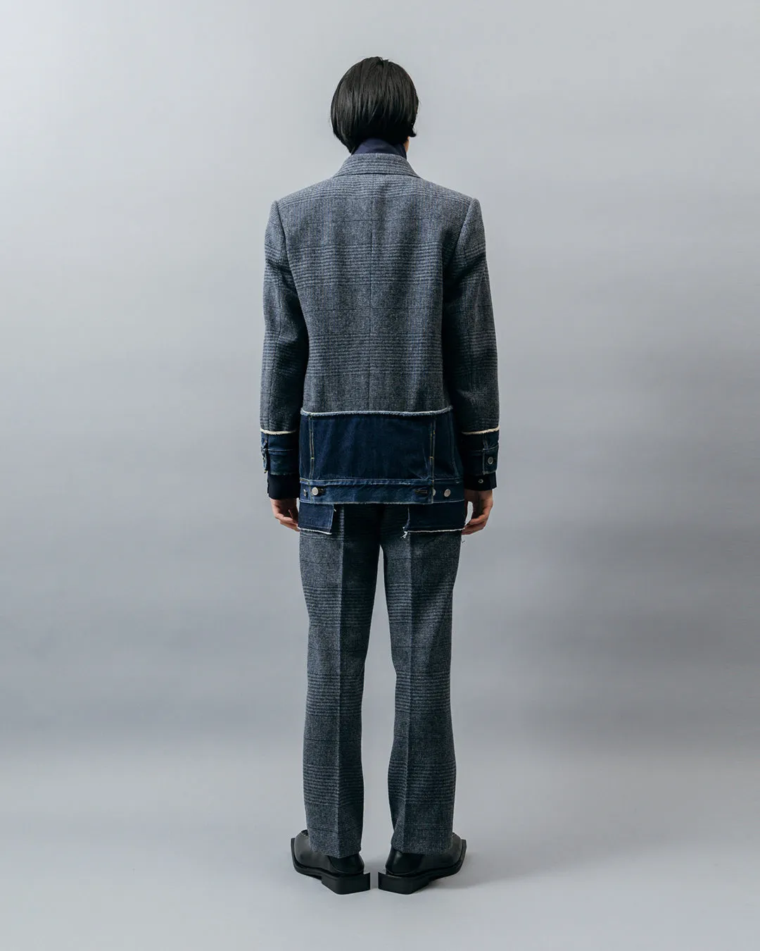 DENIM DOCKING TAILORED VEST .10【GLEN CHECK/INDIGO】