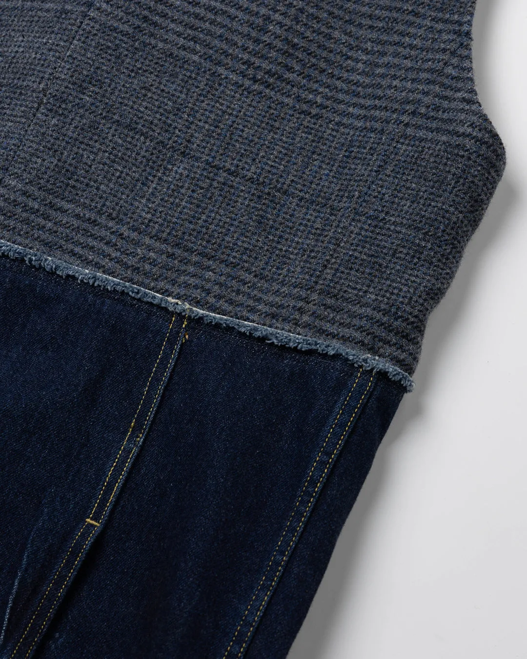DENIM DOCKING TAILORED VEST .10【GLEN CHECK/INDIGO】