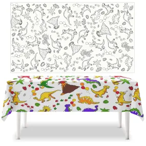 Dinosaur Plastic Tablecloths (2 Pack) Coloring Tablecloths For Kids, Disposable