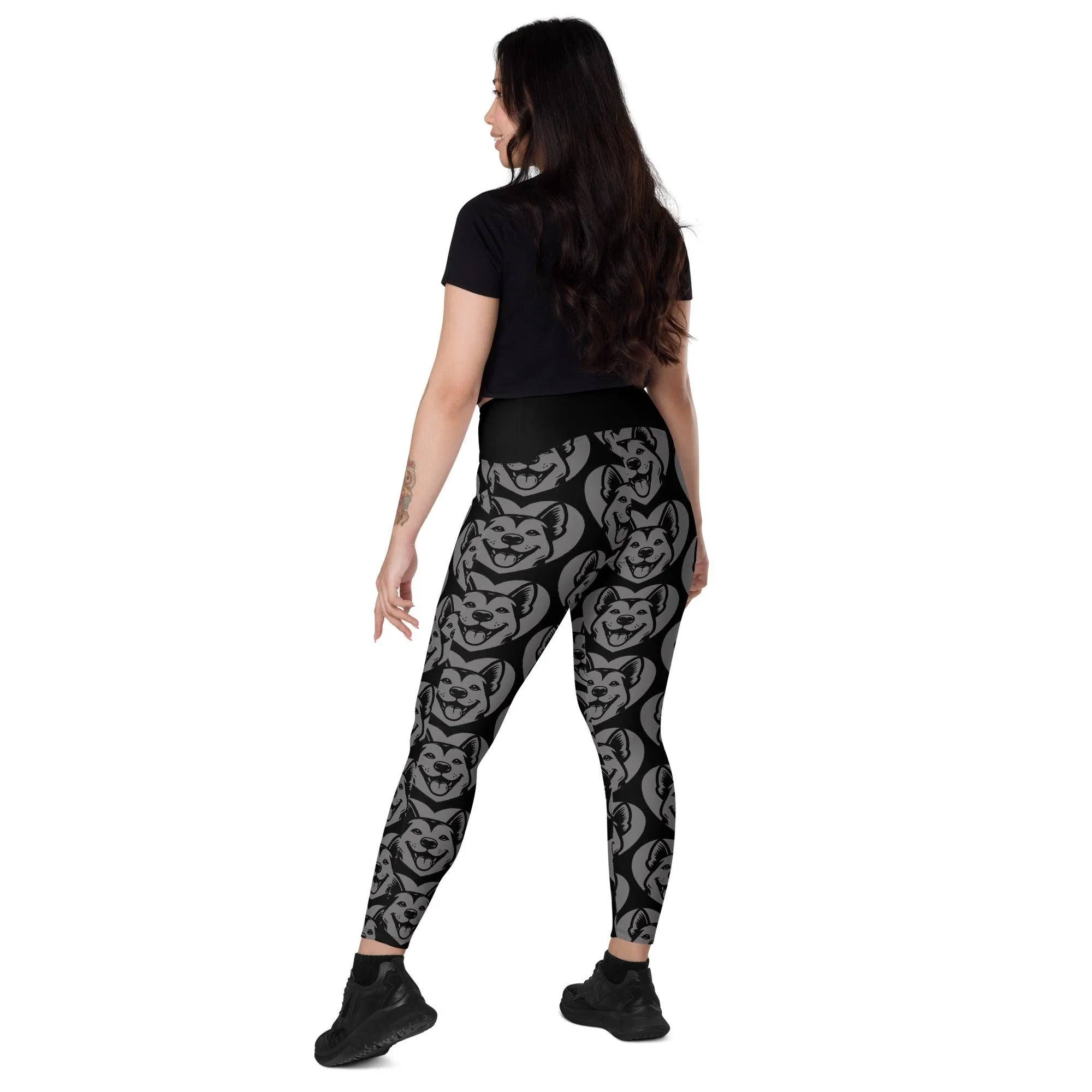 DOG BREED LEGGINGS with pockets - CANAAN DOG - HERTTAHOUND - grey