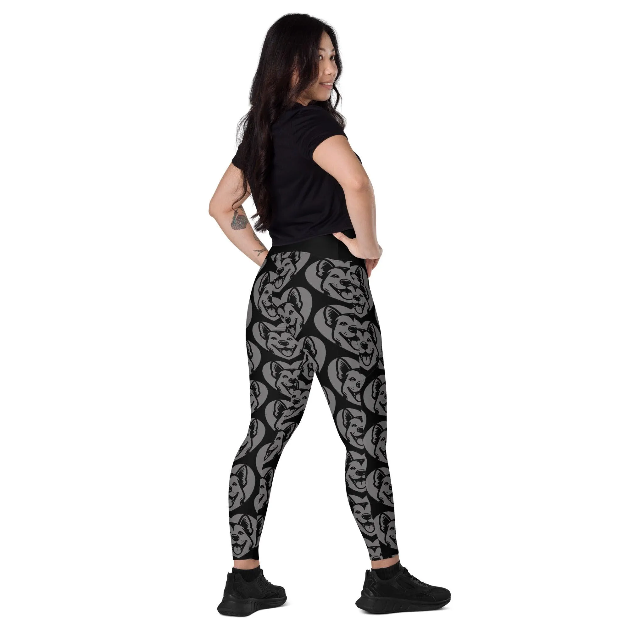 DOG BREED LEGGINGS with pockets - CANAAN DOG - HERTTAHOUND - grey