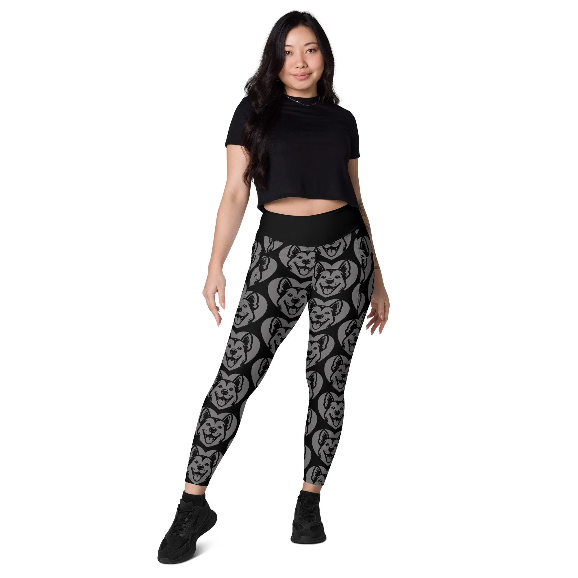 DOG BREED LEGGINGS with pockets - CANAAN DOG - HERTTAHOUND - grey