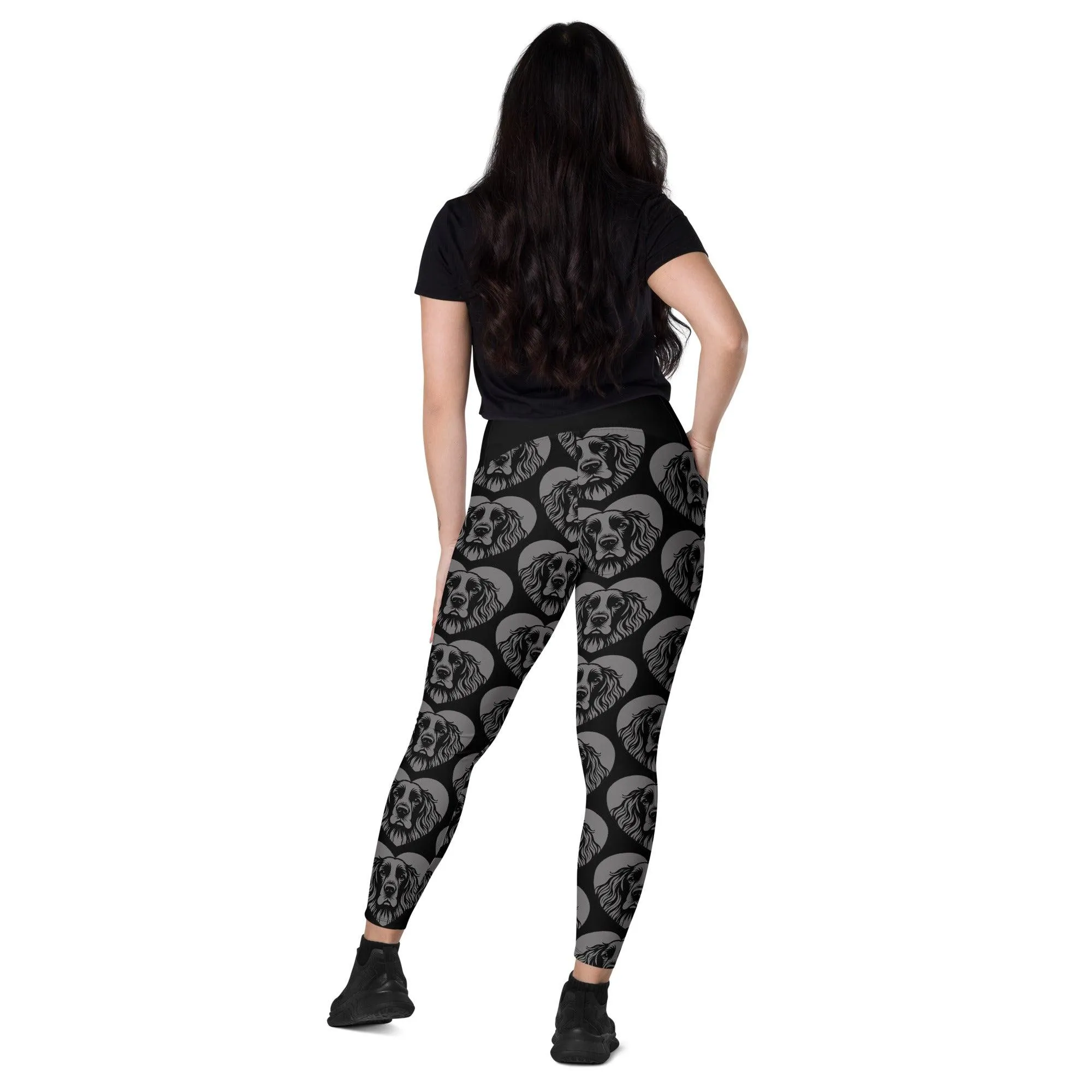 DOG BREED LEGGINGS with pockets - FIELD SPANIEL - HERTTAHOUND - grey