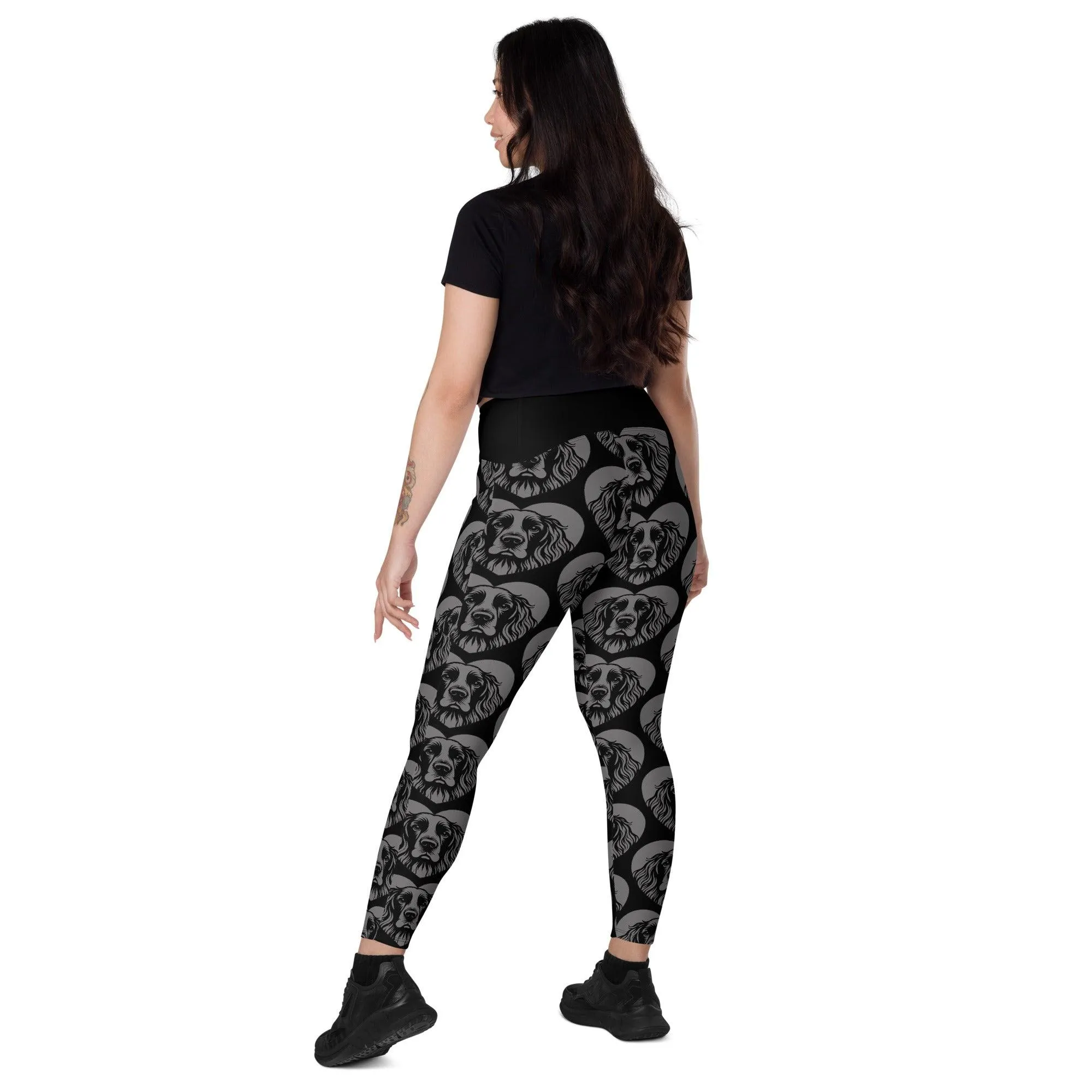 DOG BREED LEGGINGS with pockets - FIELD SPANIEL - HERTTAHOUND - grey