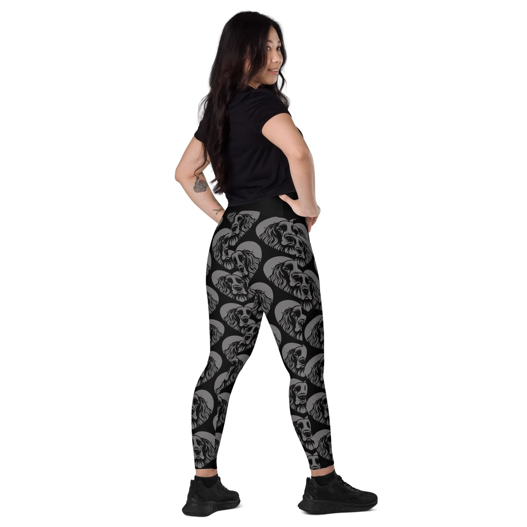DOG BREED LEGGINGS with pockets - FIELD SPANIEL - HERTTAHOUND - grey