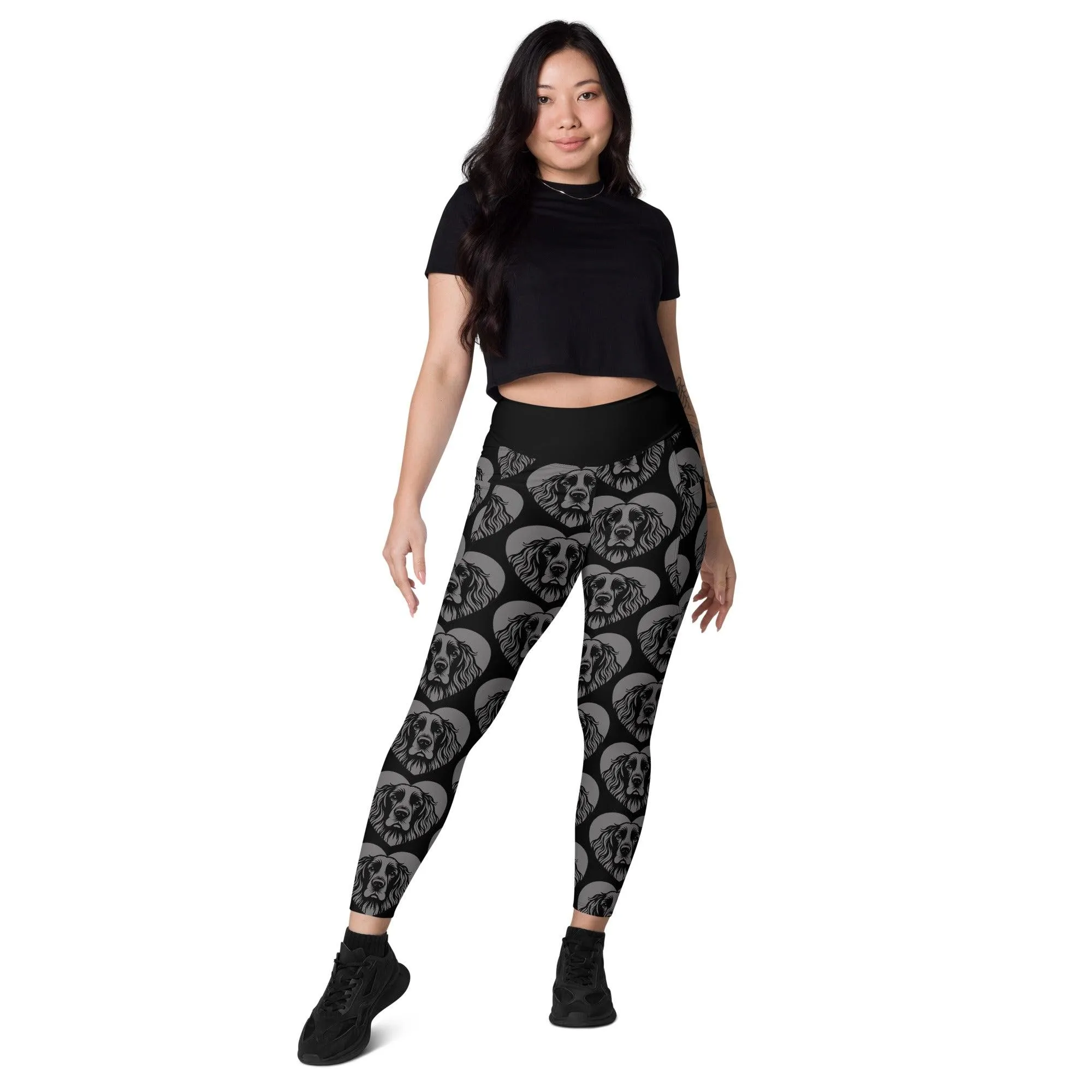 DOG BREED LEGGINGS with pockets - FIELD SPANIEL - HERTTAHOUND - grey