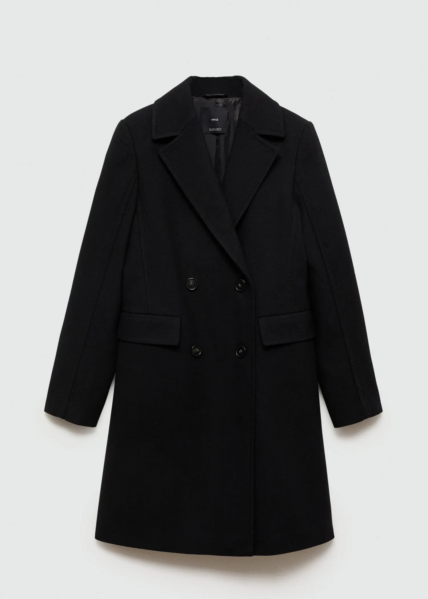Double-breasted wool coat - Black