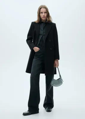 Double-breasted wool coat - Black