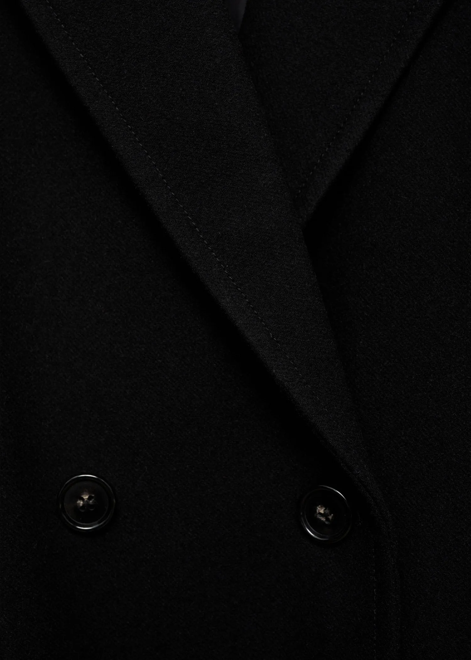 Double-breasted wool coat - Black
