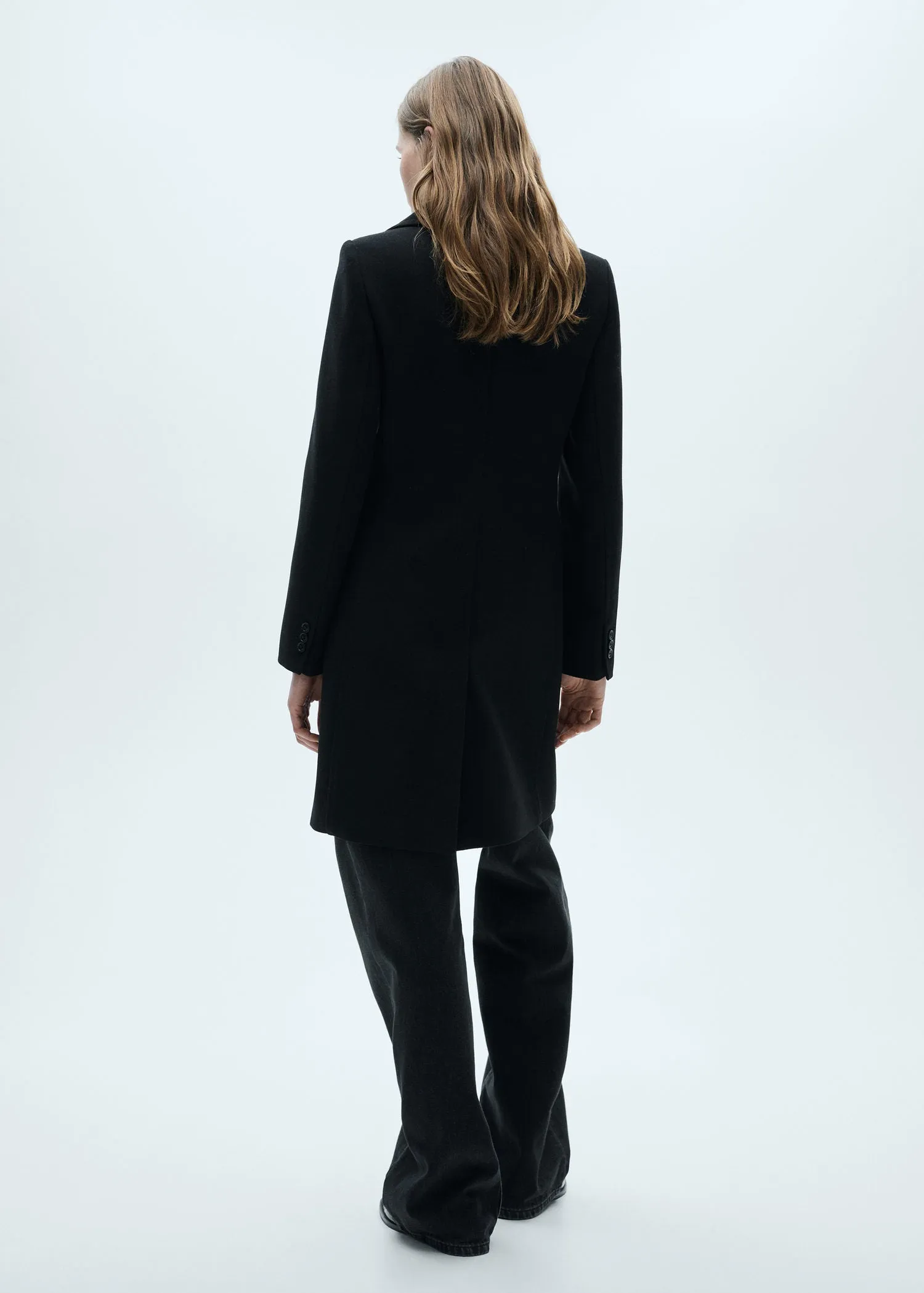 Double-breasted wool coat - Black