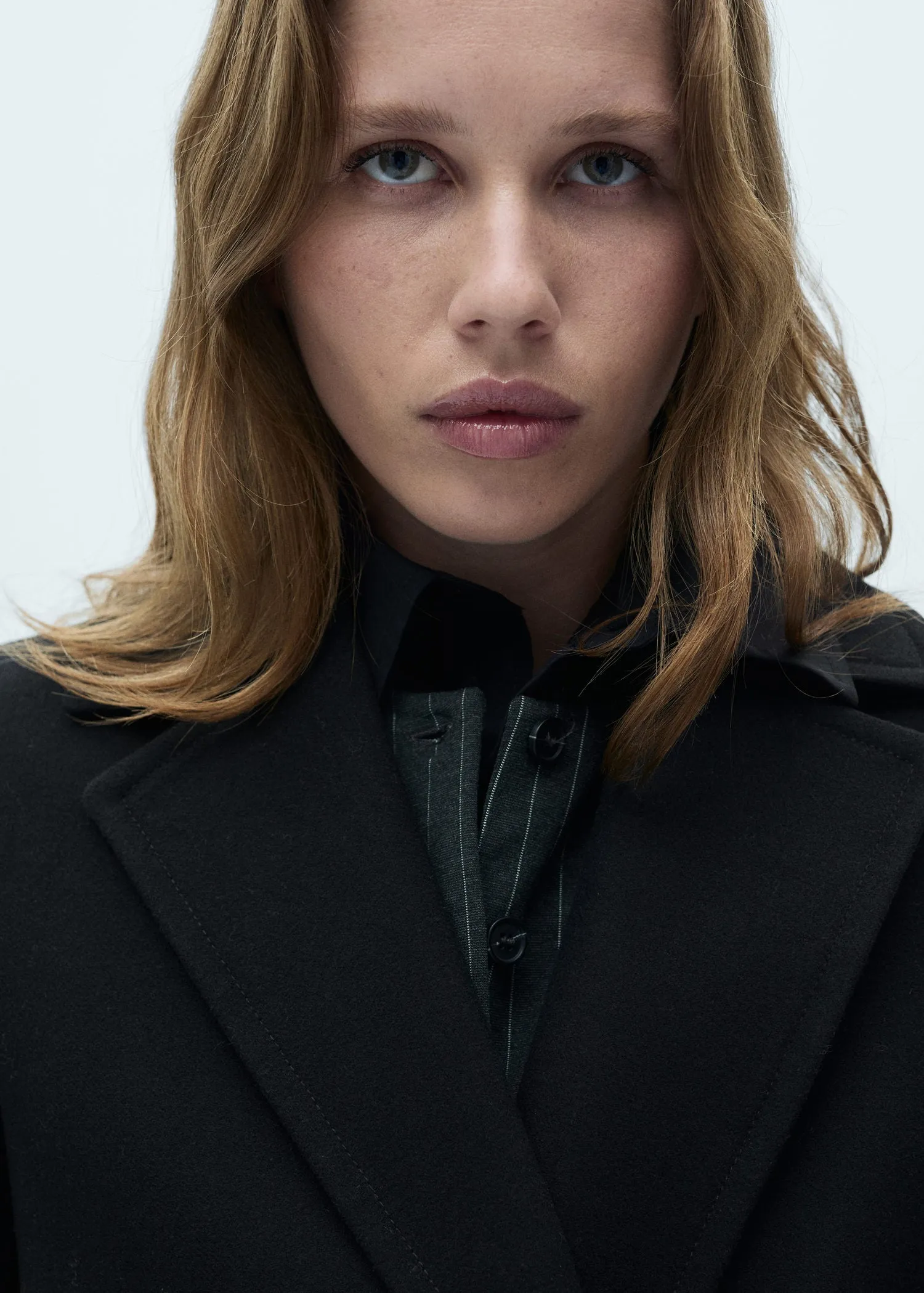 Double-breasted wool coat - Black