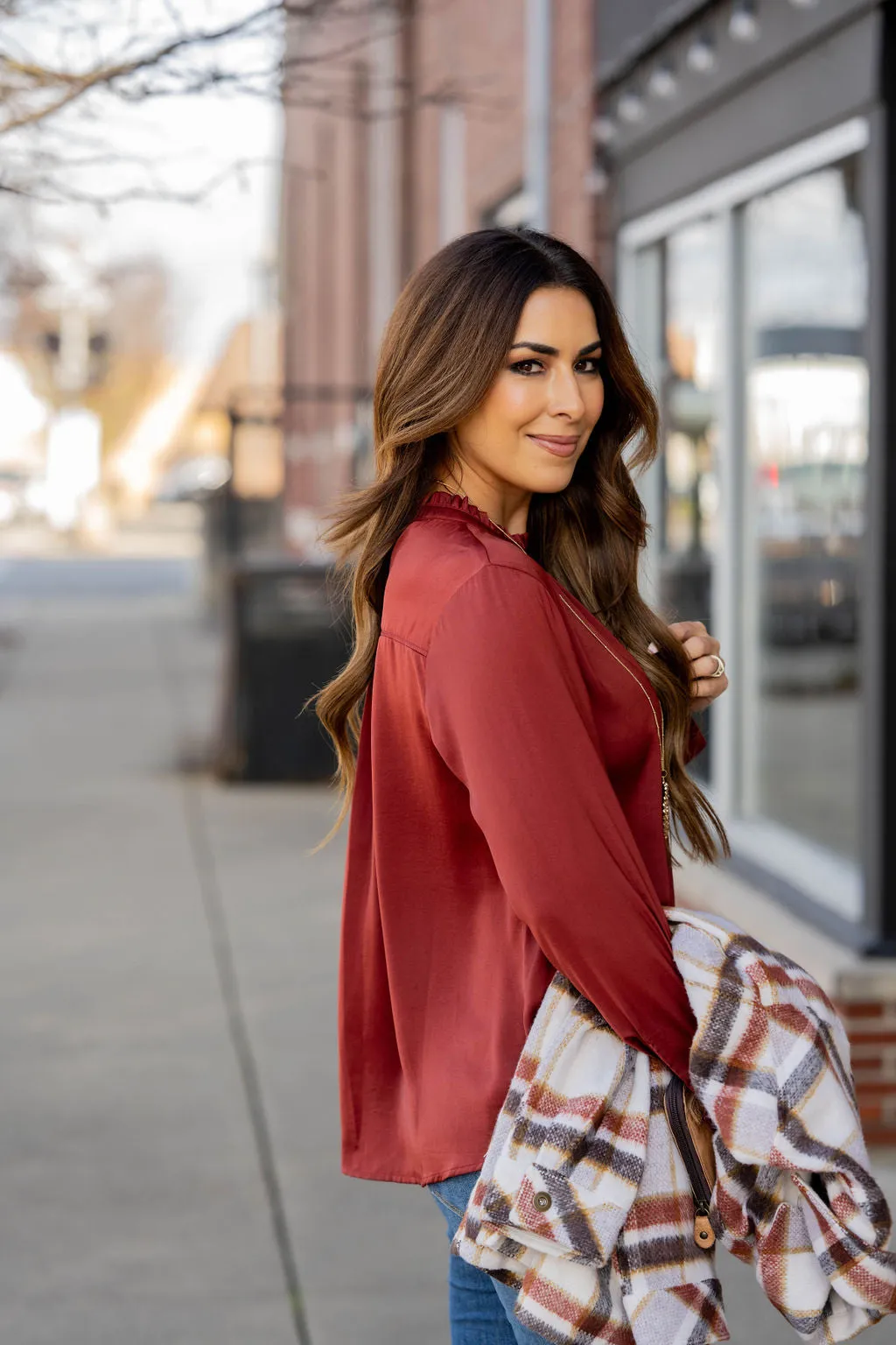 Dressy Cinched Neck Blouse