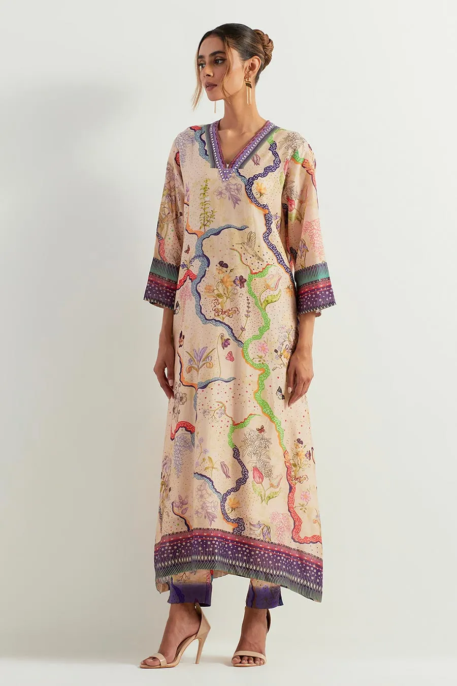 Eclectic Printed Tunic & Stretch Pants Co-Ord Set