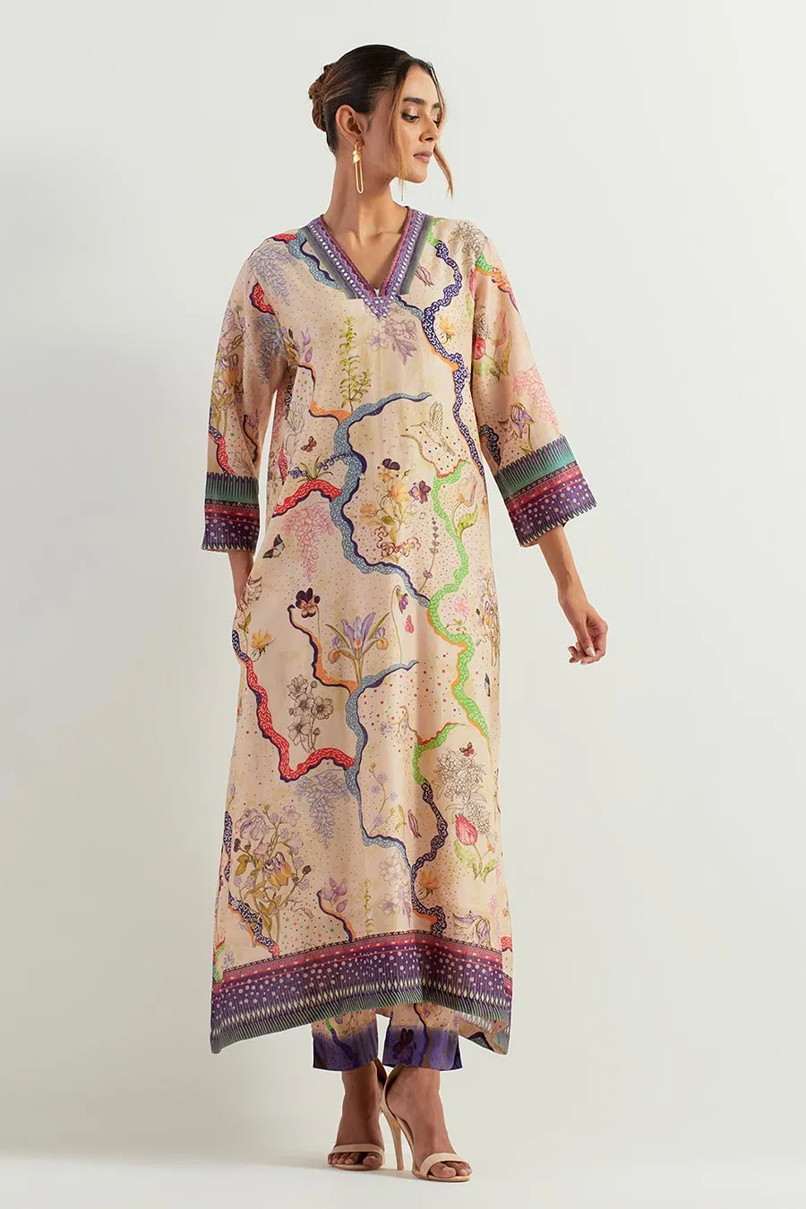 Eclectic Printed Tunic & Stretch Pants Co-Ord Set