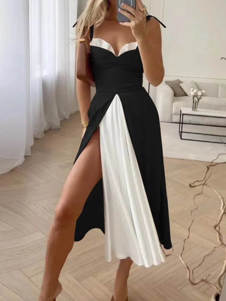 Europe and America Cross Border  Hot Trade Women's Clothing Summer New Sexy Tube Top Suspender Skirt Women's Color-Matching Dress Long