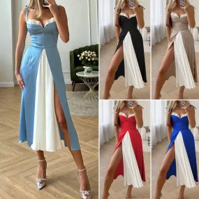Europe and America Cross Border  Hot Trade Women's Clothing Summer New Sexy Tube Top Suspender Skirt Women's Color-Matching Dress Long