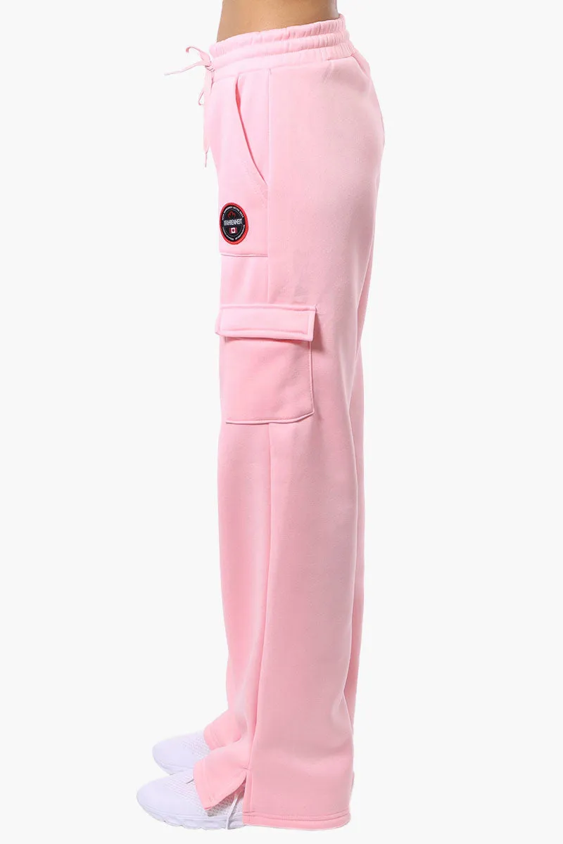 Fahrenheit Fleece Tie Waist Cargo Sweatpants - Pink