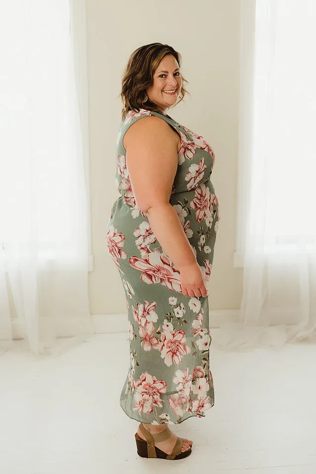 Faux Wrap Surplice Maxi