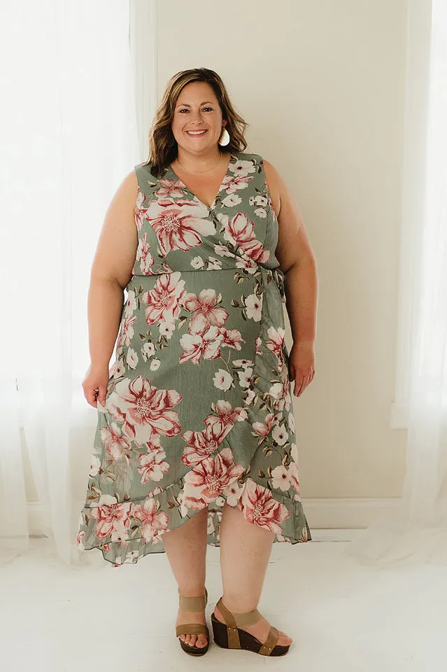 Faux Wrap Surplice Maxi