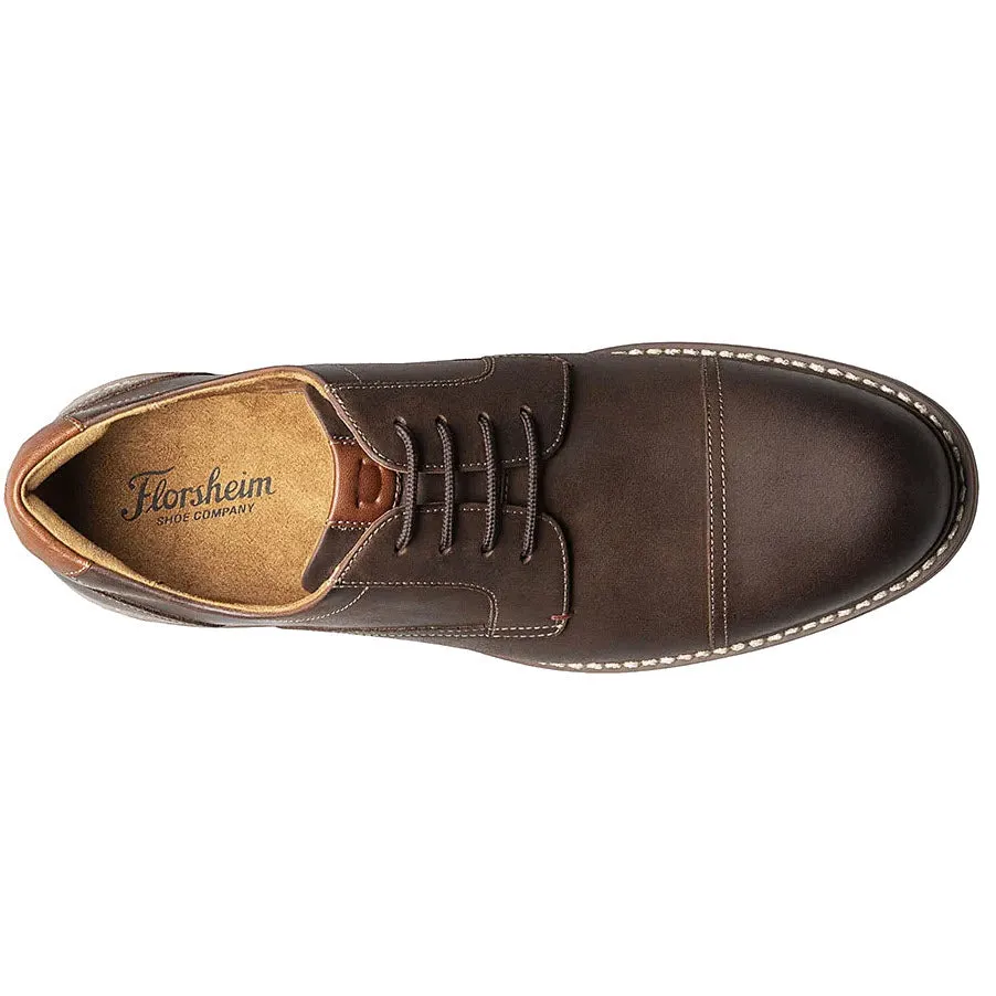 FLORSHEIM NORWALK CAP TOE OXFORD CRAZY HORSE BROWN - MENS