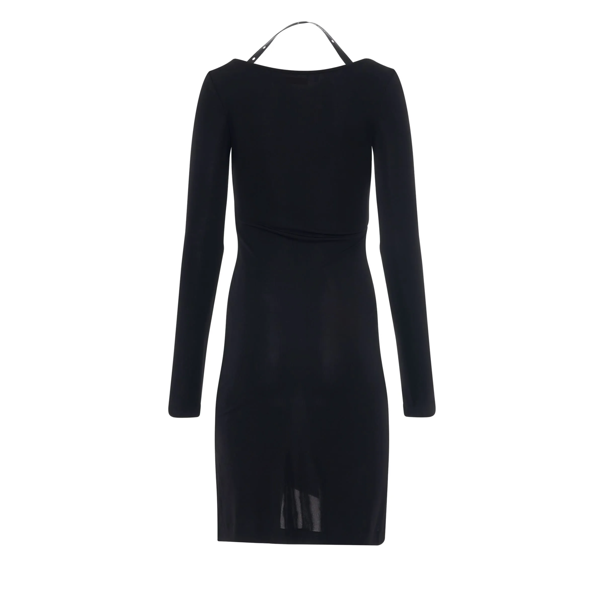 Fluid Jersey Twisted Long Sleeve Dress in Black