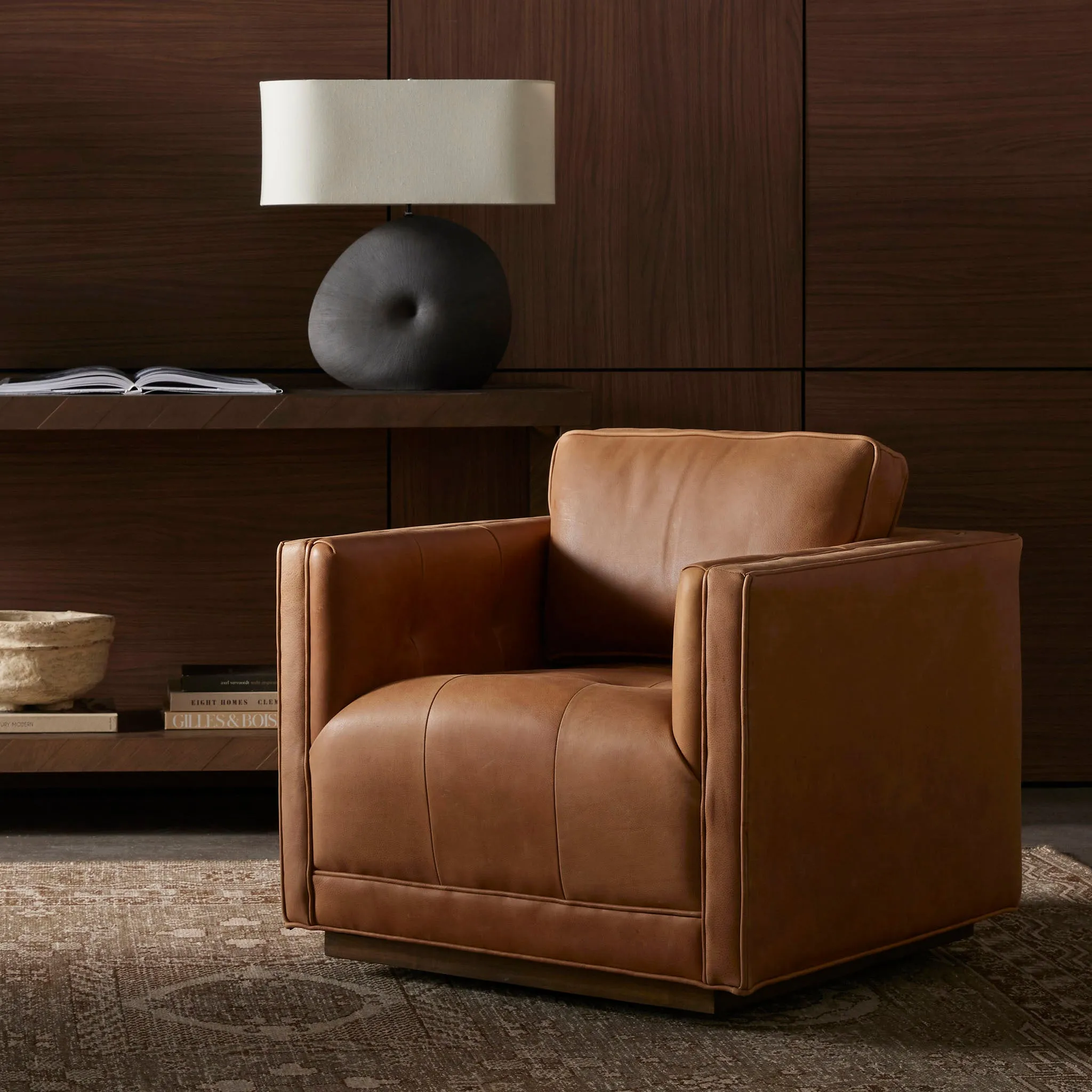 Four Hands Kiera Swivel Chair In Palermo Cognac