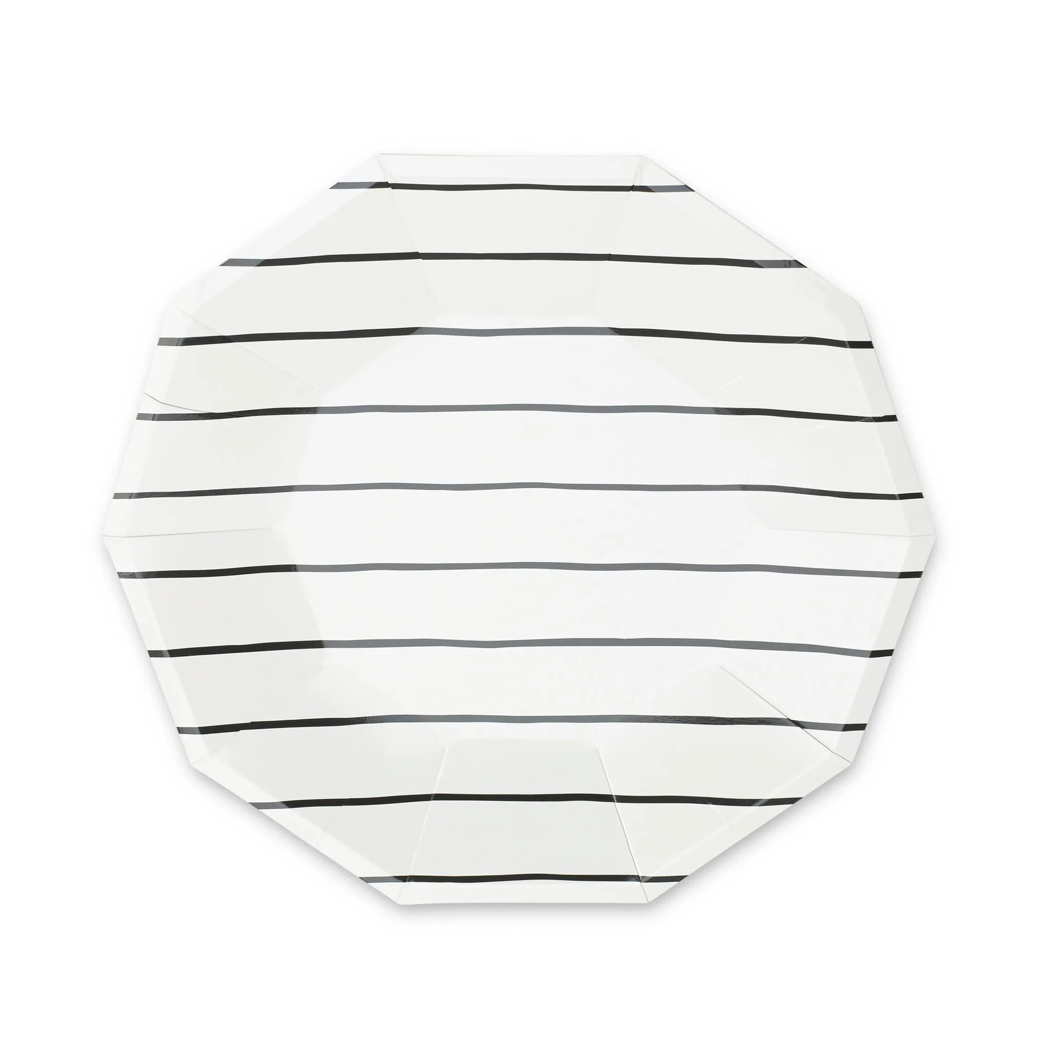 Frenchie Black Striped Large Plates - Pack of 8