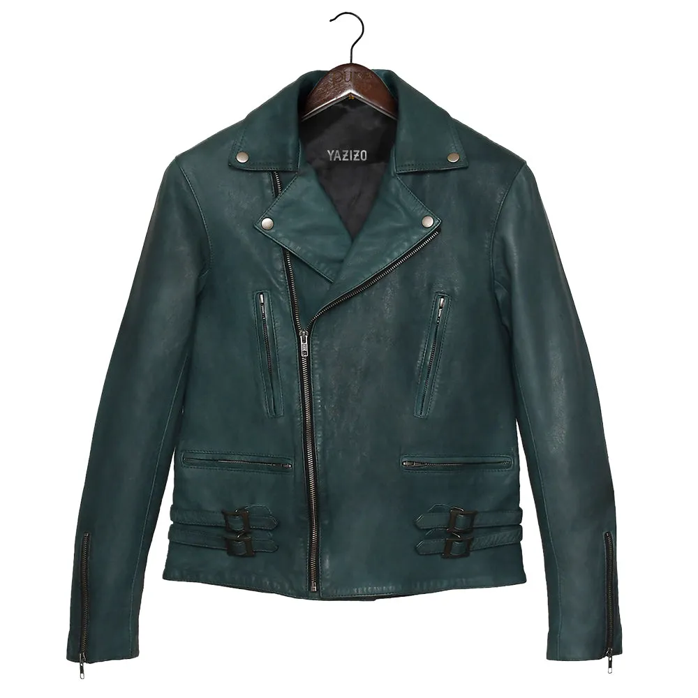 Frisco Motorcycle Easy Rider Turquoise Leather Jacket