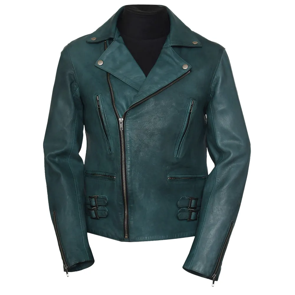 Frisco Motorcycle Easy Rider Turquoise Leather Jacket