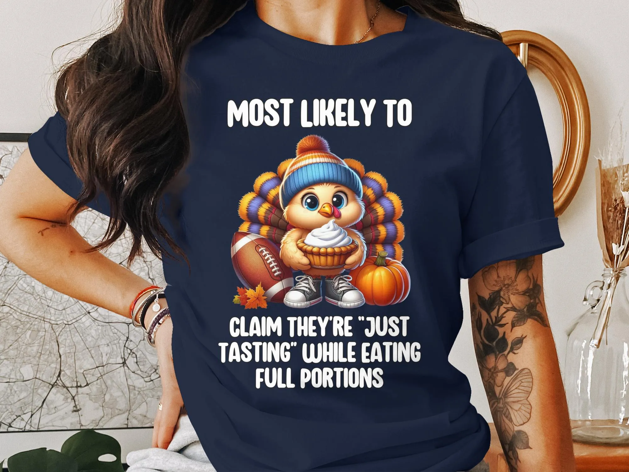 Funny Thanksgiving Turkey T-Shirt, Most Likely To Claim They're Just Tasting Shirt, Cute Turkey Graphic Tee, Holiday Humor Shirt