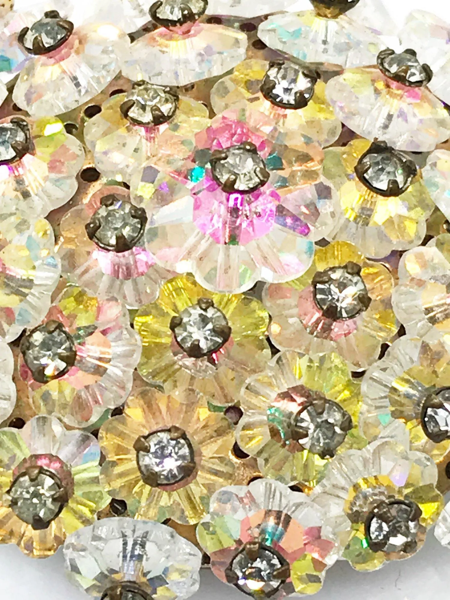 Glorious Iridescent Stones Round Vintage Brooch