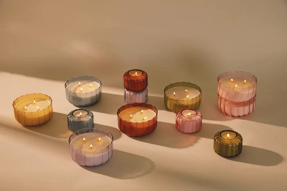 Golden Ember Large Ribbed Glass Candle
