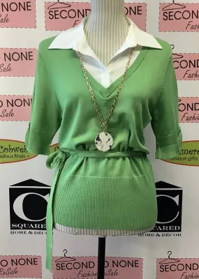 Green Knit Faux Layer Top (M)