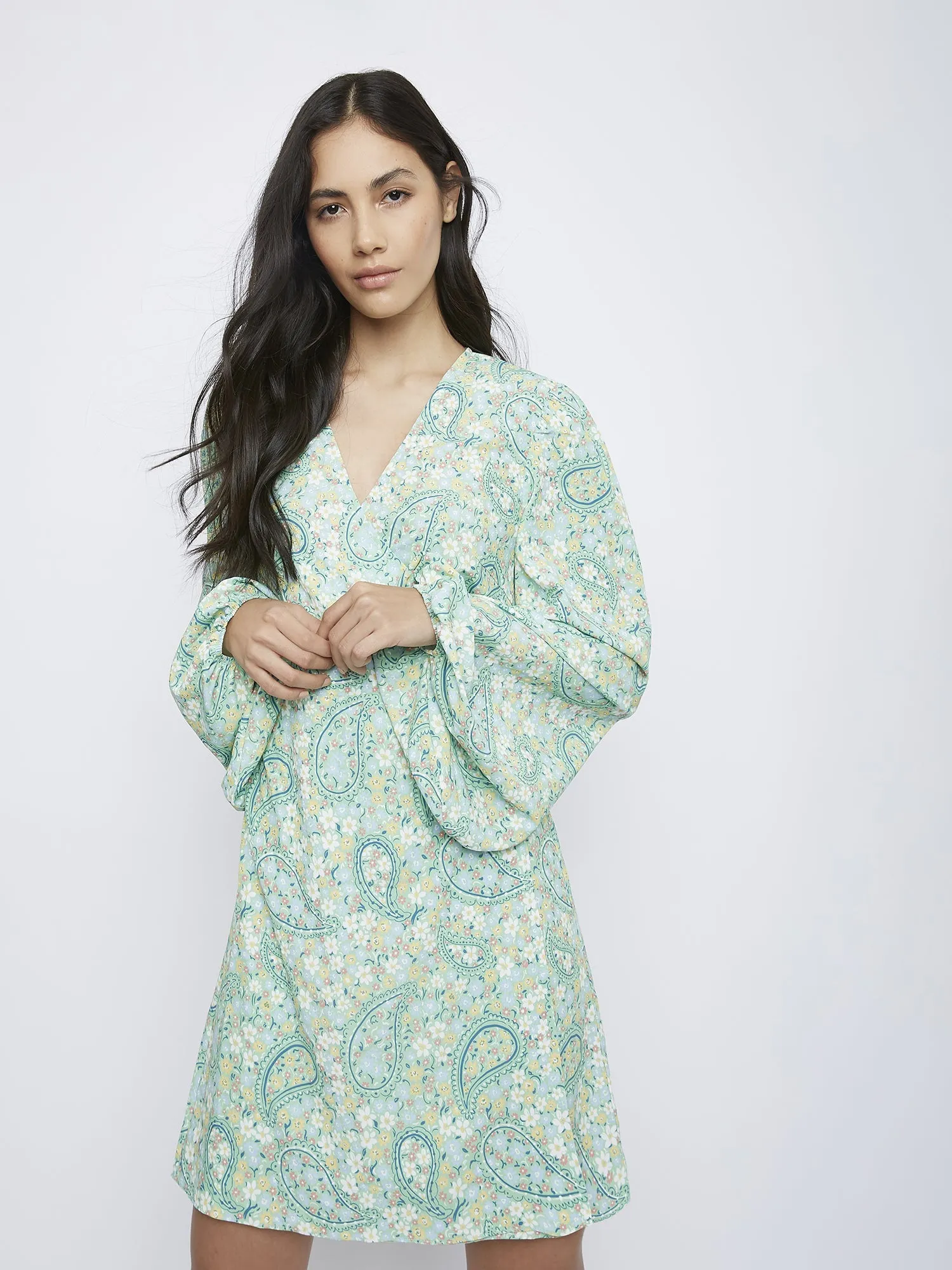 Green Paisley Wrap Dress