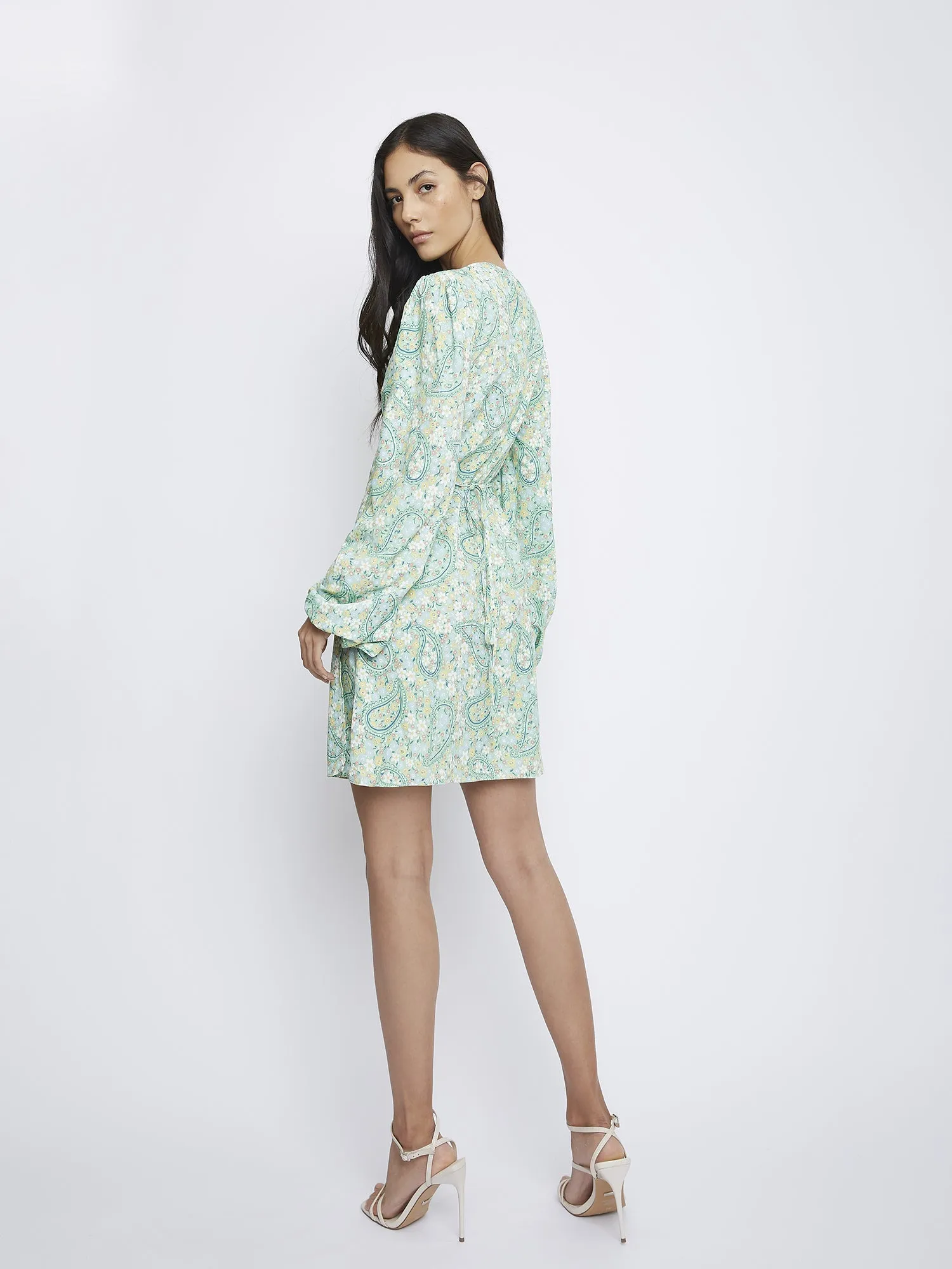 Green Paisley Wrap Dress
