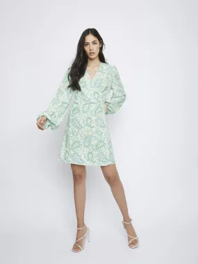 Green Paisley Wrap Dress
