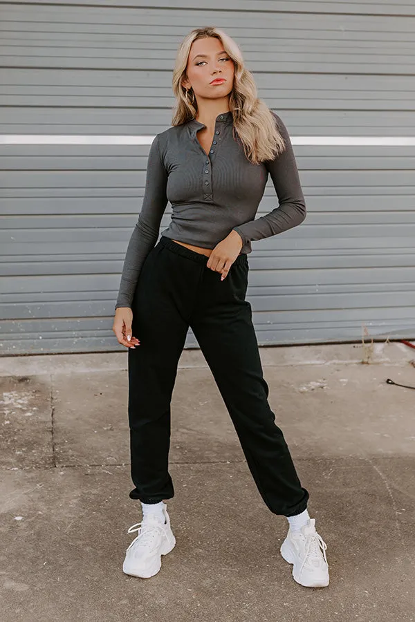 Gym Goals Luxe High Waist Oversized Joggers In Black