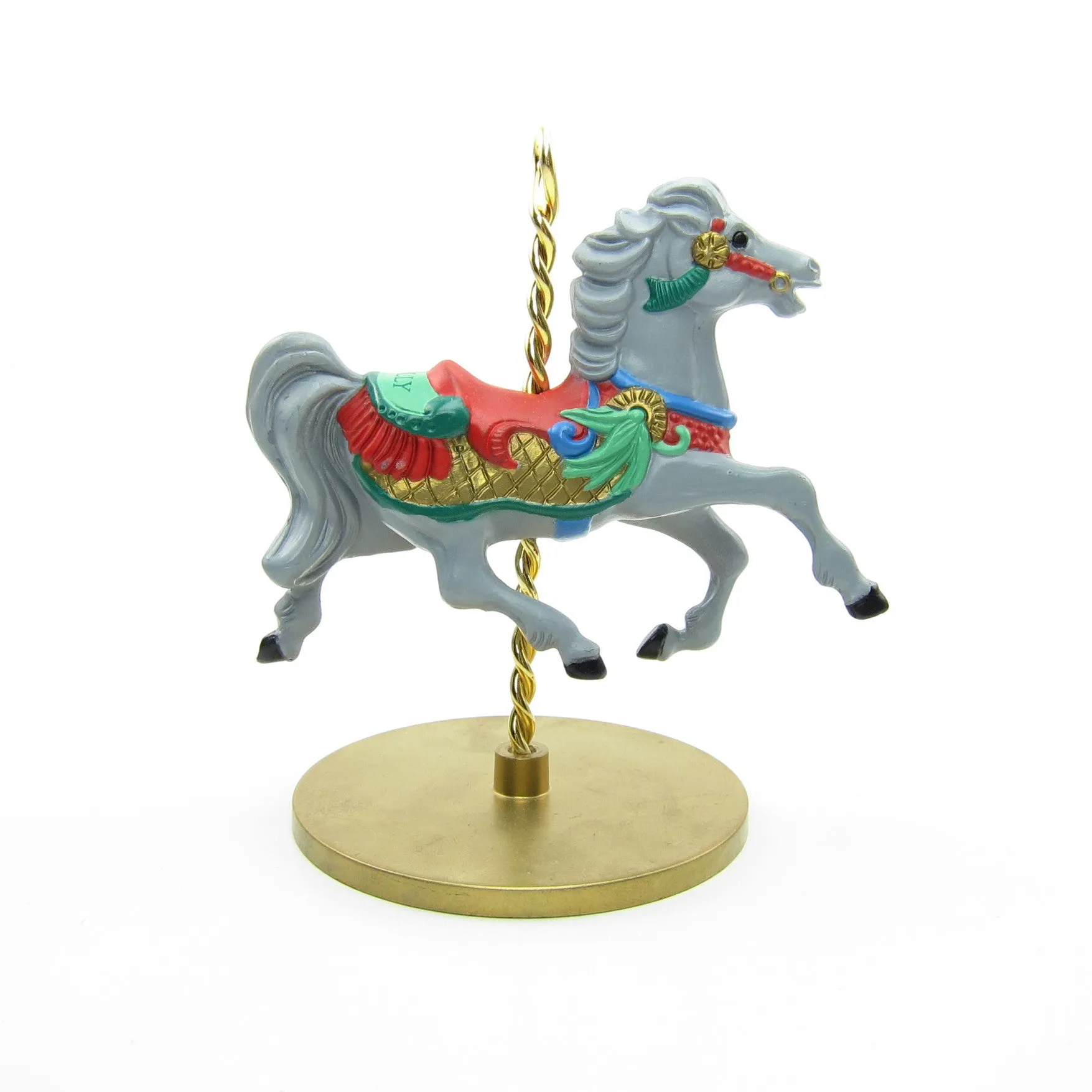 Hallmark Holly Christmas Carousel Horse Vintage 1989 Keepsake Ornament