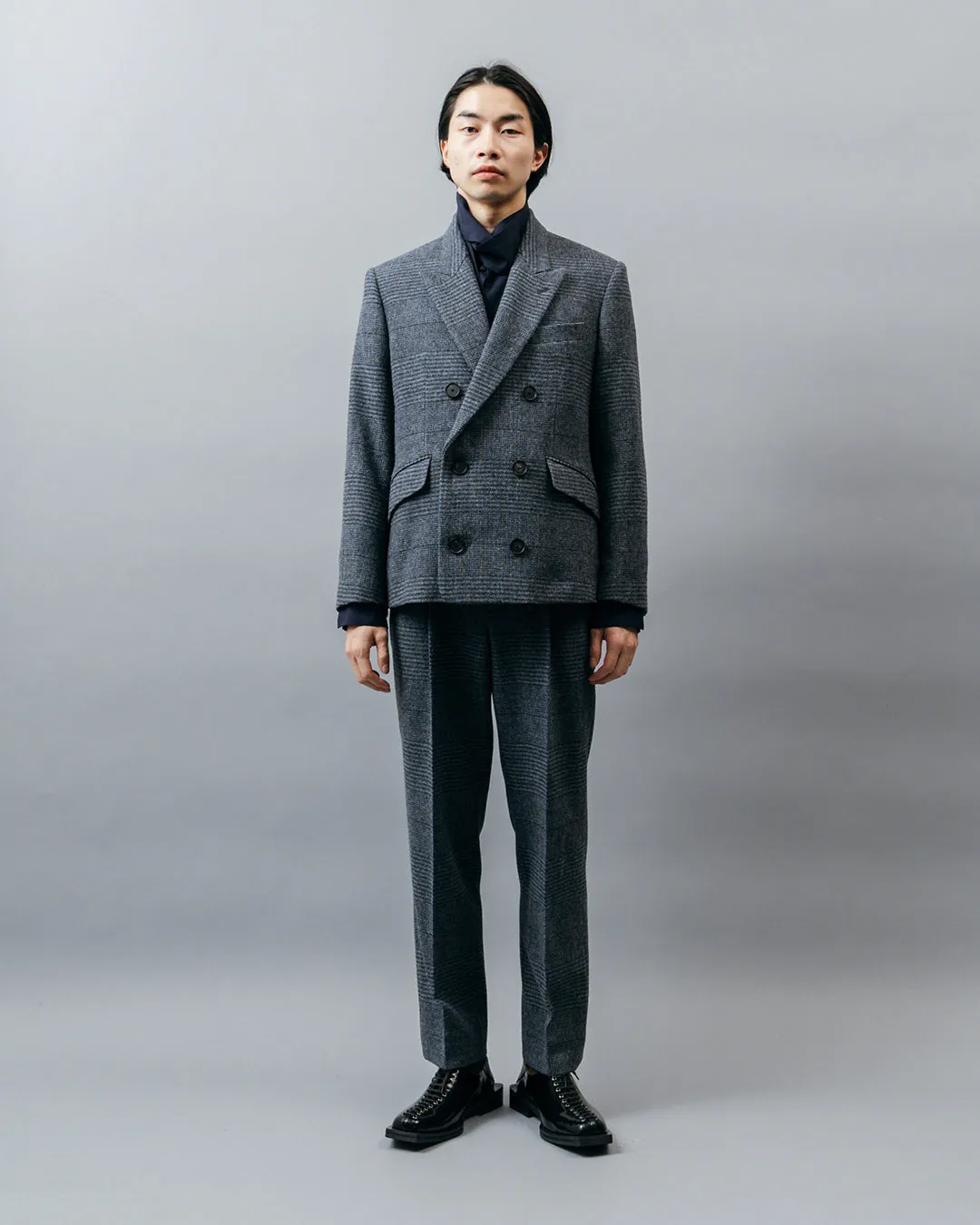 HEAVY WOOL GABARDINE DOUBLE BREASTED JACKET .10【GLEN CHECK】