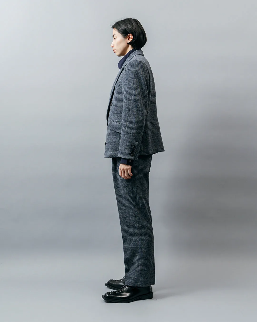 HEAVY WOOL GABARDINE DOUBLE BREASTED JACKET .10【GLEN CHECK】