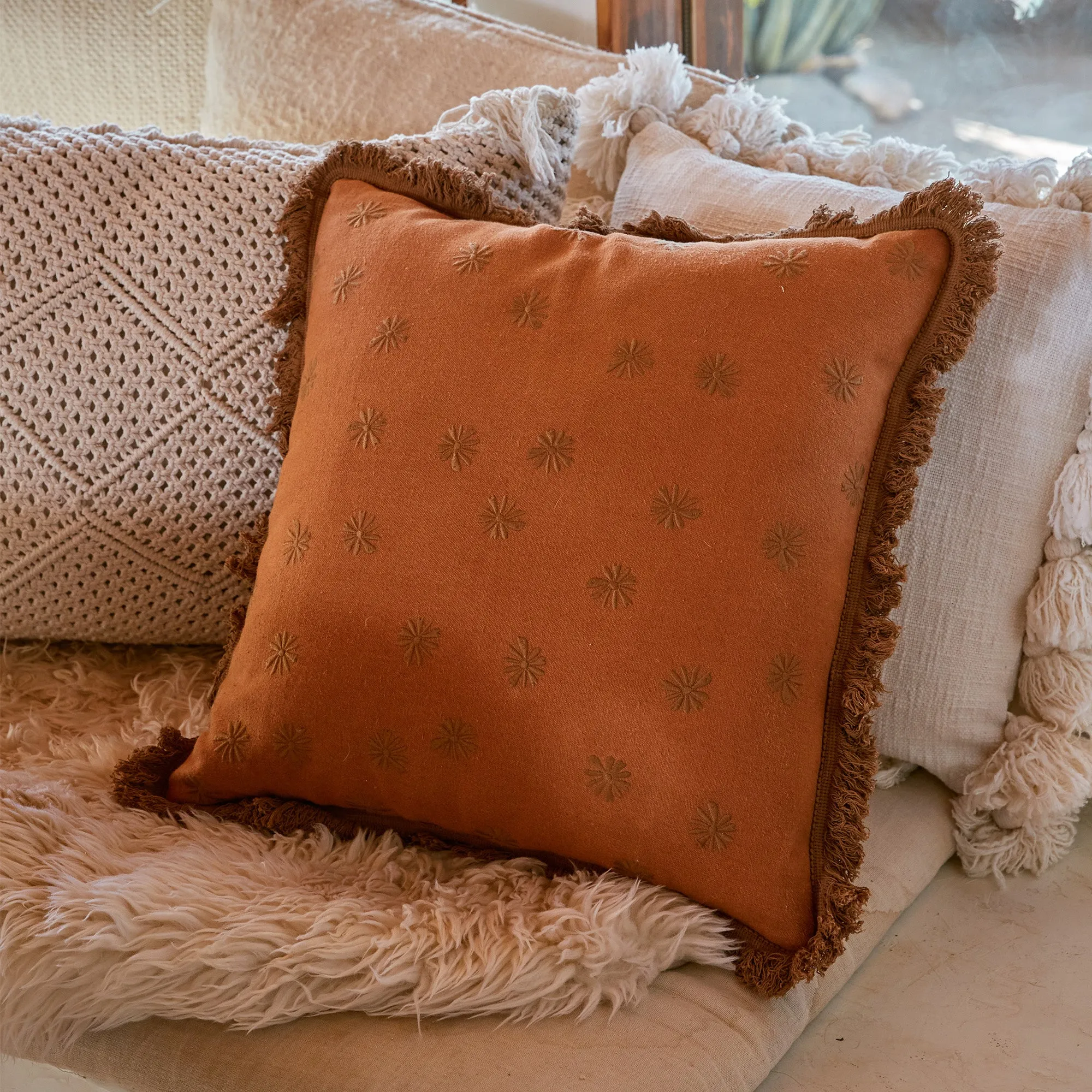 Hemp Daisy Cushion Cover