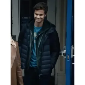 Hughie Campbell Actor Black Puffer Hooded Jacket