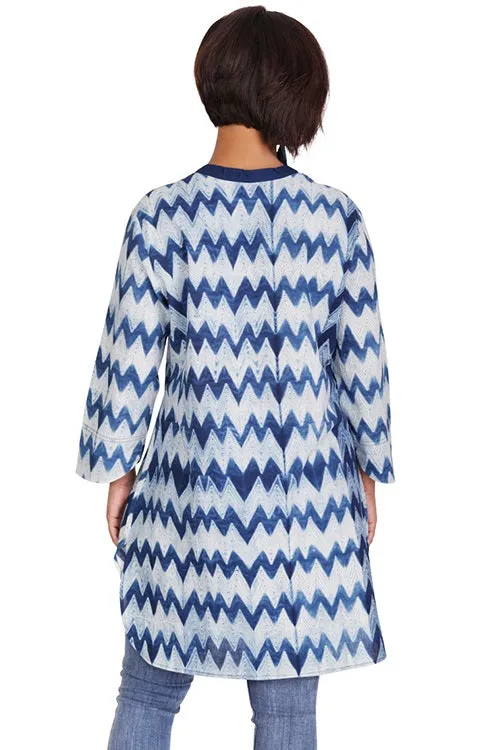 Indigo Zigzag Shibori Cotton Tunic-1